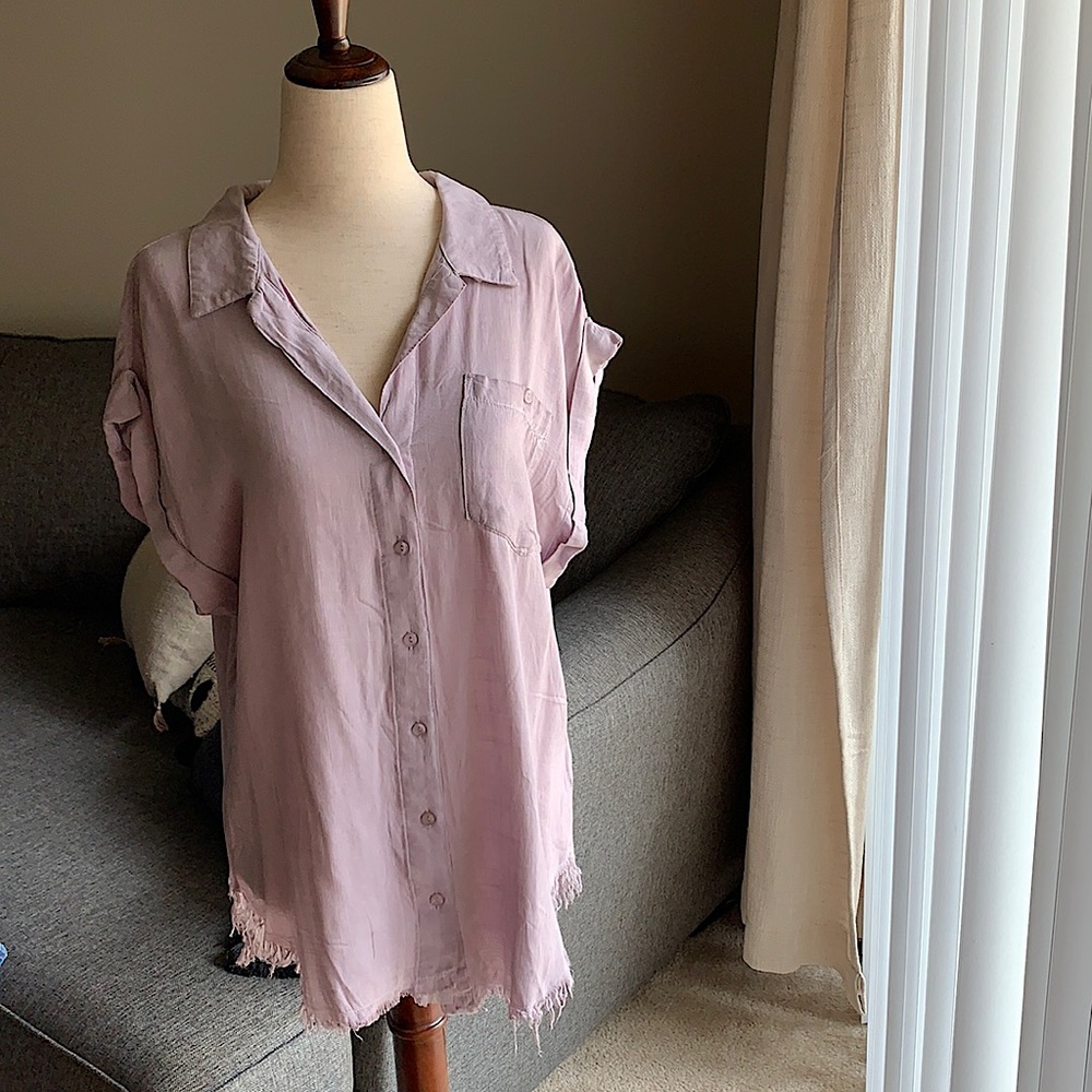 Lilac frayed top
